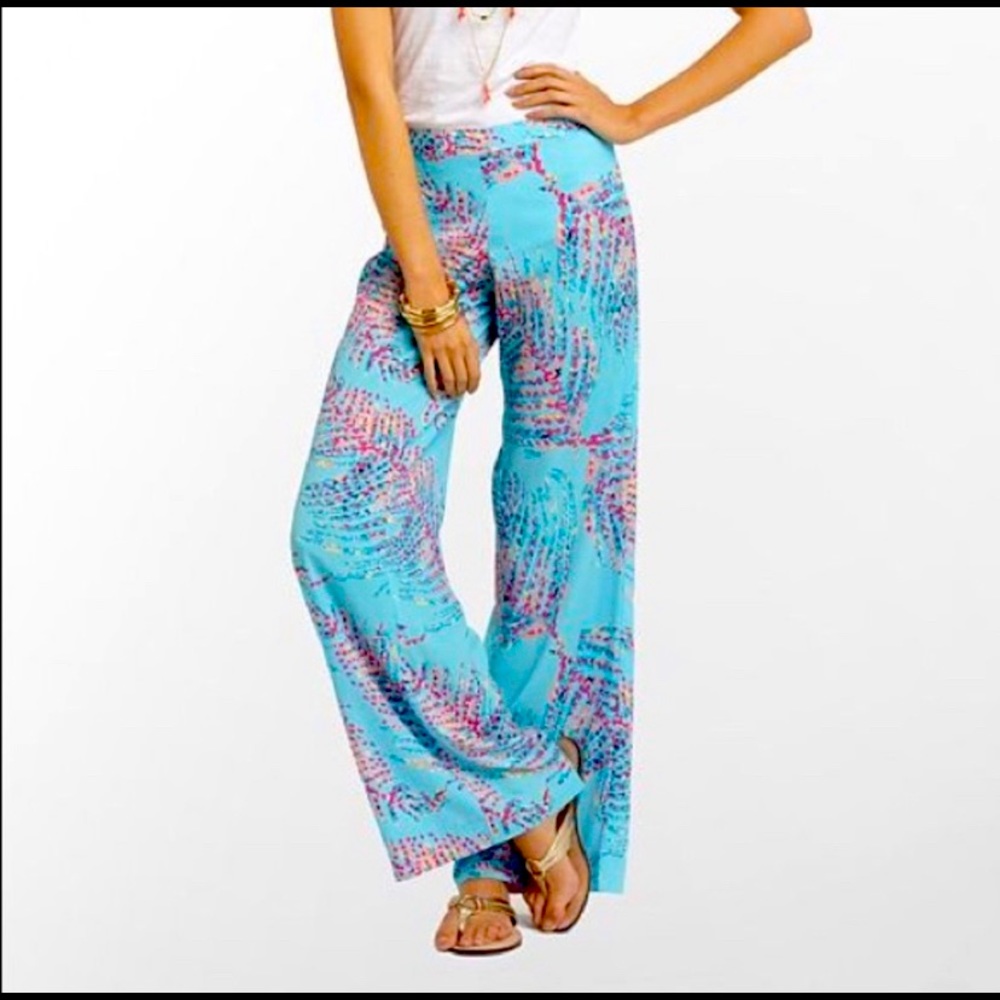 NWOT Lilly Pulitzer Shorley Blue Lush Palazzo Pant
